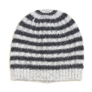 Grey mix striped recycled/wool blend beanie by Peace of Mind